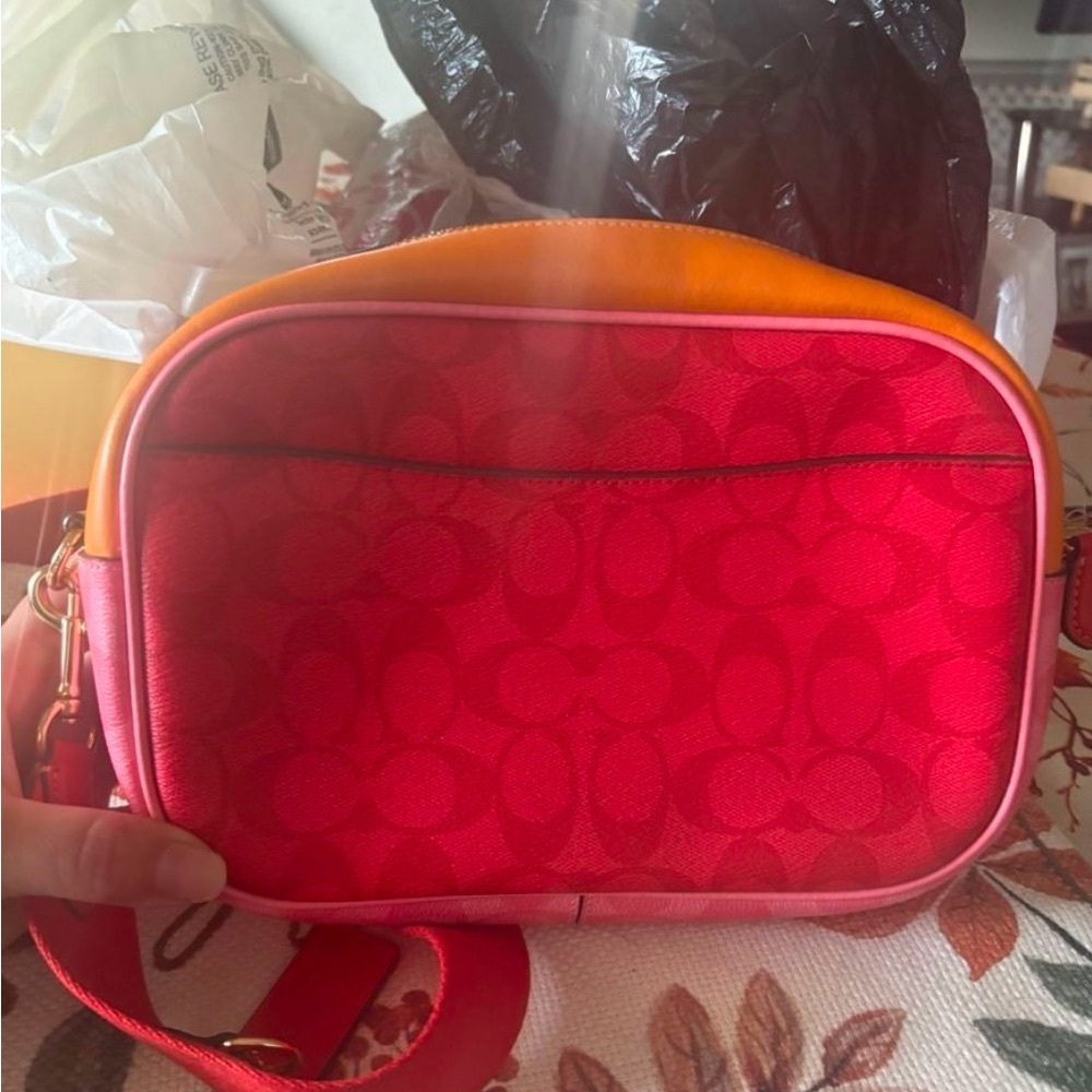 Coach Red and Orange Cosmetic Bag with Signature Monogram - Picture 2 of 3